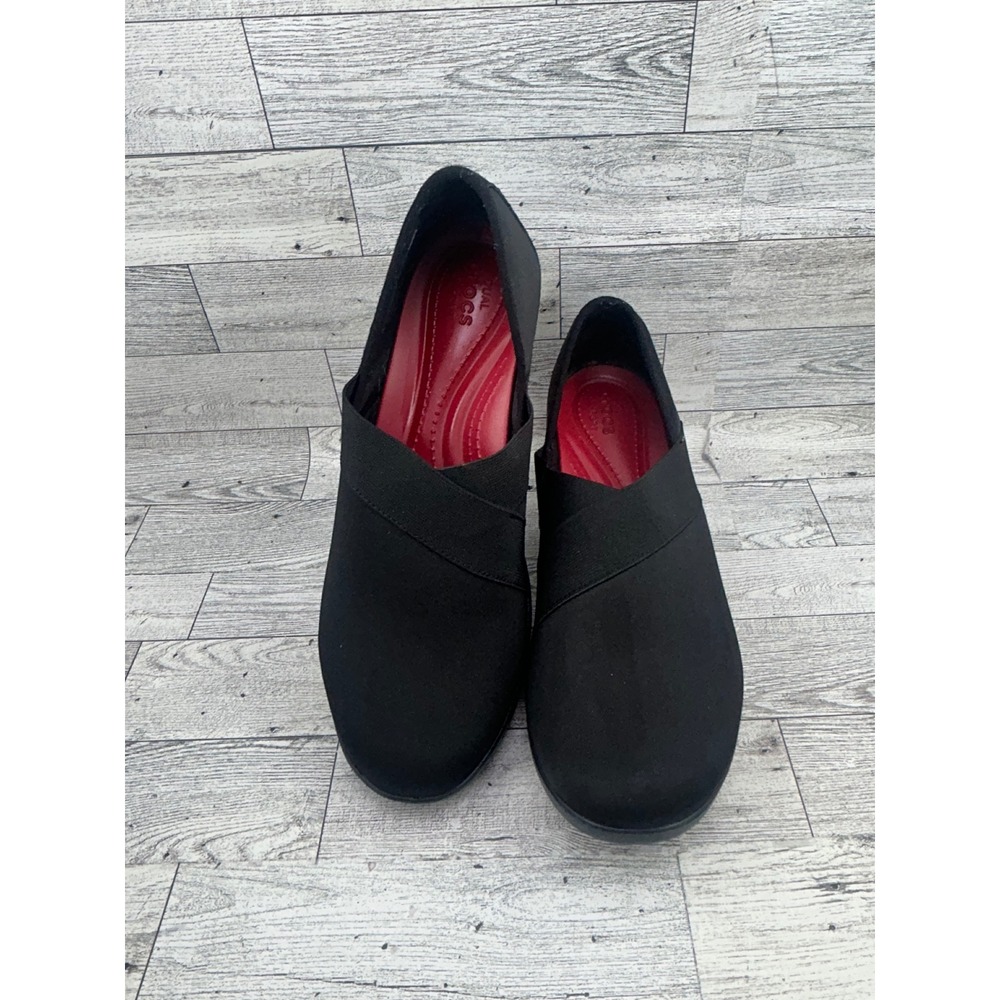 Crocs‎ Busy Day Stretch Wedge Black Slip On Shoes 202852 Women Size 10